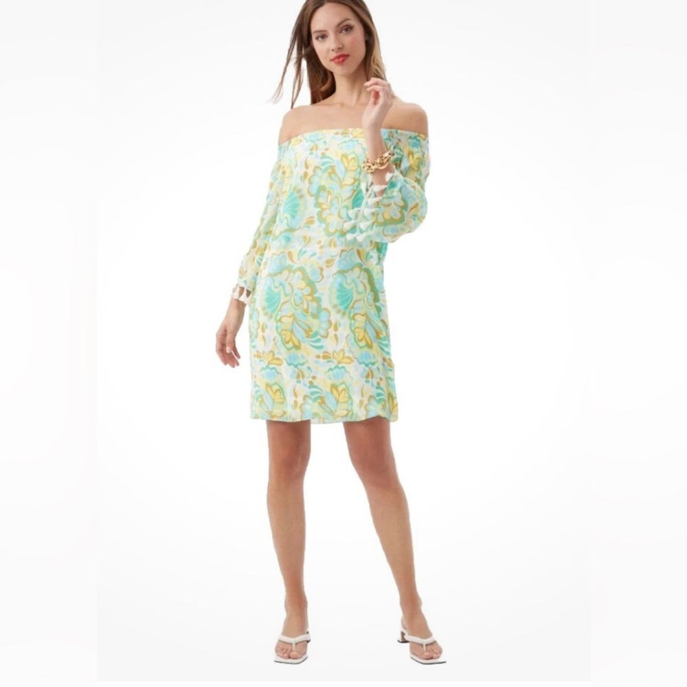 Trina Turk Amaris Off-The-Shoulder Mini-Dress - Clearwater Multi (XS)
